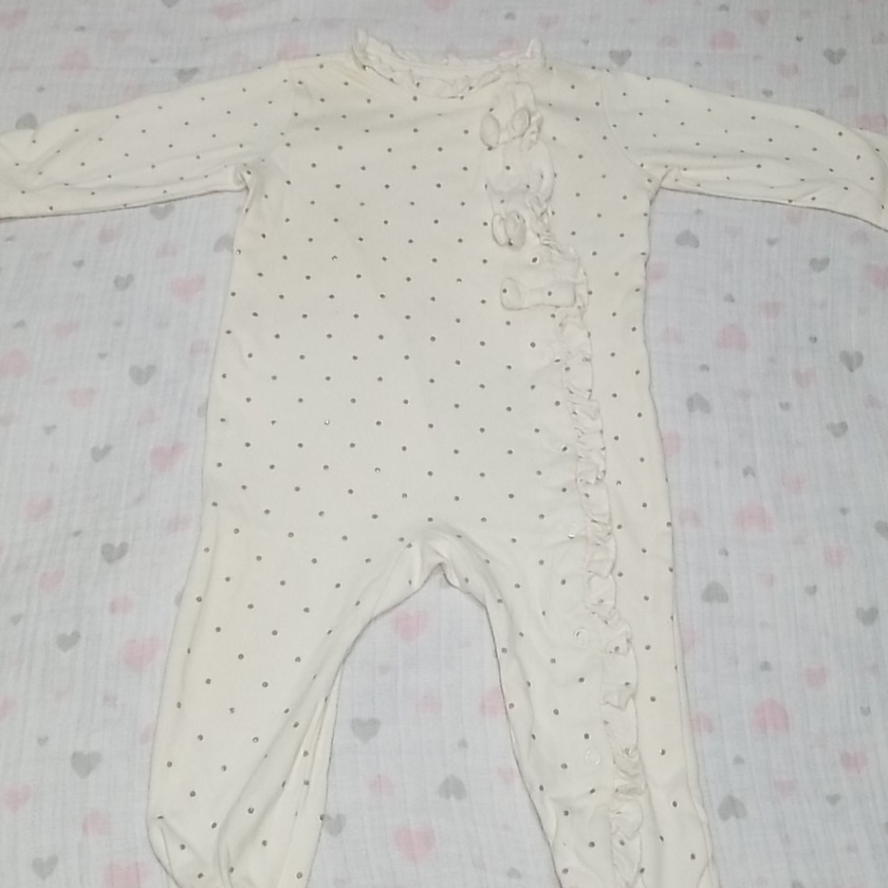 White and gold patern Baby girl bodysuite